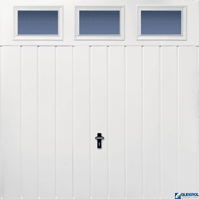 Gliderol WHITE (RAL9016) Chester Vertical Medium Rib with Windows