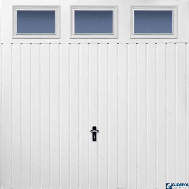 Gliderol WHITE (RAL9016) Chester Vertical Standard Rib with Windows