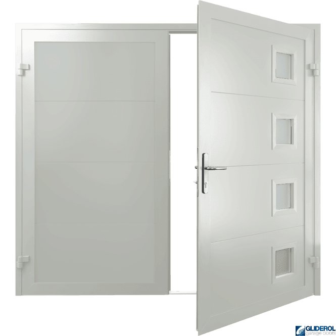 Gliderol WHITE (RAL9016) Insulated Porthole Side Hinged Garage Door