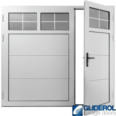 WHITE (RAL9016) Insulated Traditional Horizontal Wide Rib Side Hinged Garage Door (1/3)