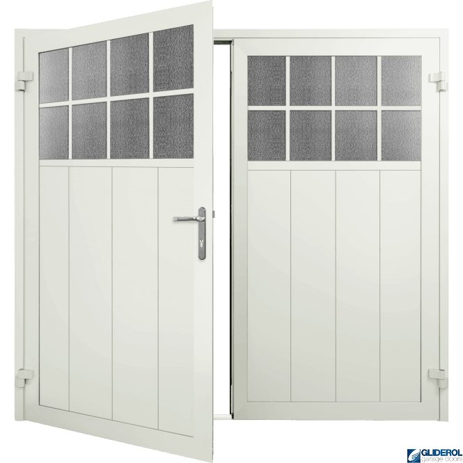 Gliderol WHITE (RAL9016) Insulated Traditional Vertical Medium Rib Side Hinged Garage Door
