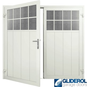 WHITE (RAL9016) Insulated Traditional Vertical Medium Rib Side Hinged Garage Door