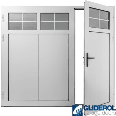 WHITE (RAL9016) Insulated Traditional Vertical Wide Rib Side Hinged Garage Door (1/3)