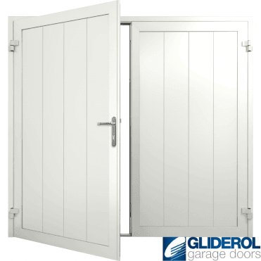 WHITE (RAL9016) Insulated Vertical Medium Rib Side Hinged Garage Door