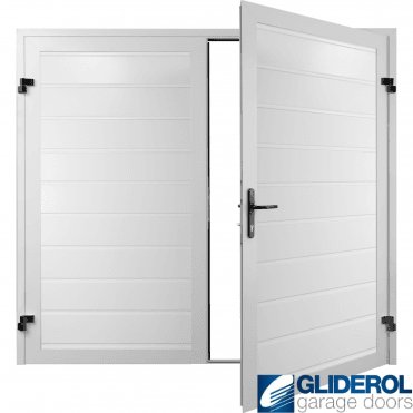 WHITE (RAL9016) Premium Horizontal Medium Rib (non-insulated) Side Hinged Garage Door