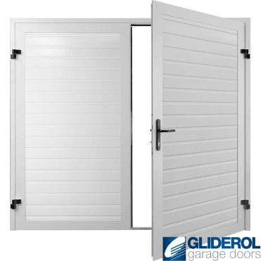 WHITE (RAL9016) Premium Horizontal Standard Rib (non-insulated) Side Hinged Garage Door