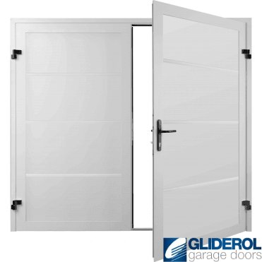 WHITE (RAL9016) Premium Horizontal Wide Rib (non-insulated) Side Hinged Garage Door