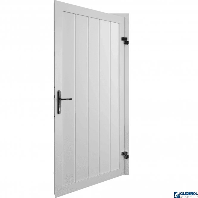 Gliderol WHITE (RAL9016) Premium Non-Insulated Vertical Medium Rib Personnel Door