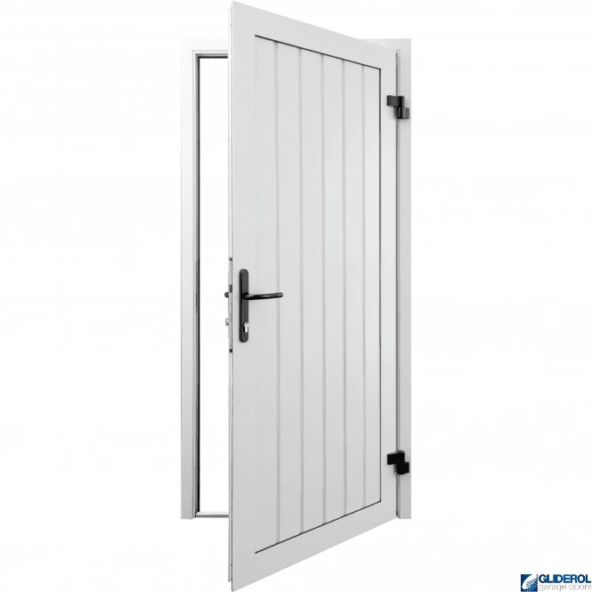 Gliderol WHITE (RAL9016) Premium Non-Insulated Vertical Standard Rib Personnel Door