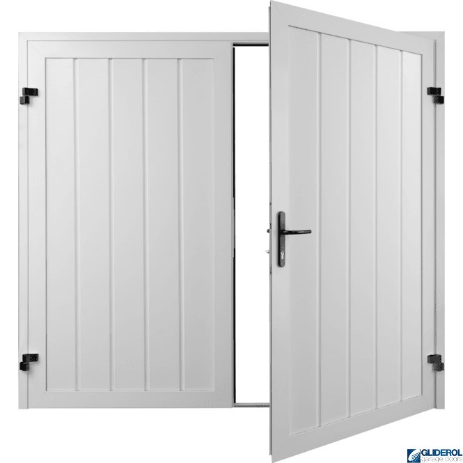 Gliderol WHITE (RAL9016) Premium Vertical Medium Rib (non-insulated) Side Hinged Garage Door