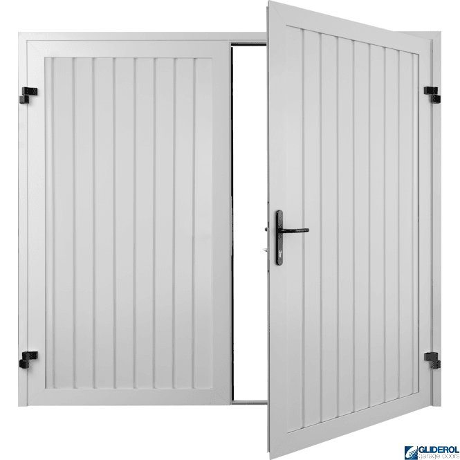 Gliderol WHITE (RAL9016) Premium Vertical Standard Rib (non-insulated) Side Hinged Garage Door