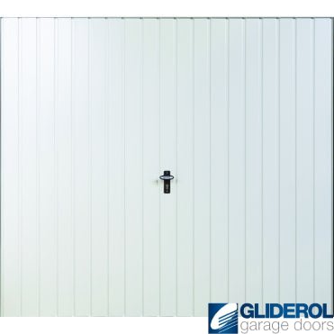White S-Rib Vertical canopy Up and Over door (7' x 6'6" door leaf) with white frame. 2234mm x 2031mm sizes including frame.