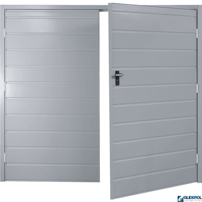 Gliderol WINDOW GREY (RAL7040) Budget Horizontal Medium Rib Side Hinged Garage Door