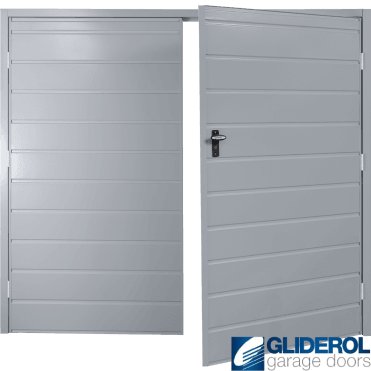 WINDOW GREY (RAL7040) Budget Horizontal Medium Rib Side Hinged Garage Door