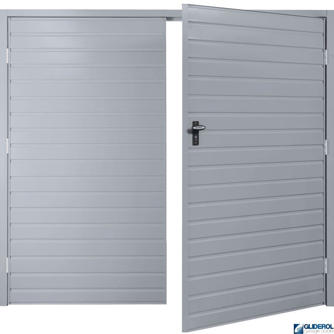 Gliderol WINDOW GREY (RAL7040) Budget Horizontal Standard Rib Side Hinged Garage Door