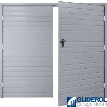 WINDOW GREY (RAL7040) Budget Horizontal Standard Rib Side Hinged Garage Door