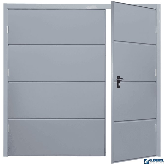Gliderol WINDOW GREY (RAL7040) Budget Horizontal Wide Rib Side Hinged Garage Door