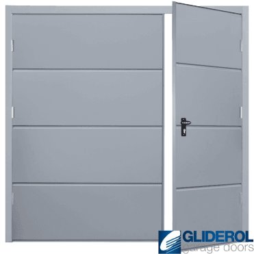 WINDOW GREY (RAL7040) Budget Horizontal Wide Rib Side Hinged Garage Door