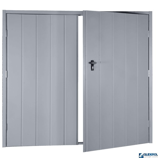Gliderol WINDOW GREY (RAL7040) Budget Vertical Medium Rib Side Hinged Garage Door