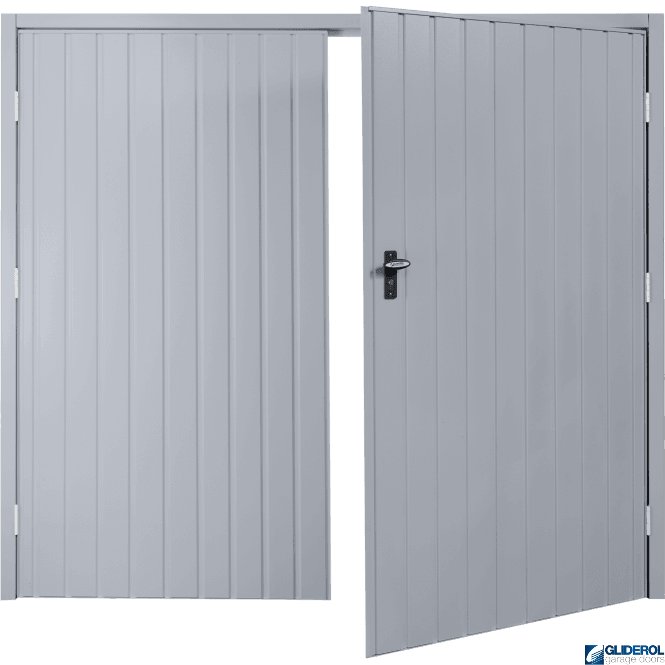 Gliderol WINDOW GREY (RAL7040) Budget Vertical Standard Rib Side Hinged Garage Door