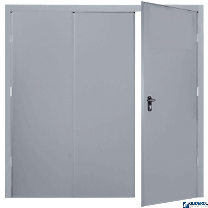 Gliderol WINDOW GREY (RAL7040) Budget Vertical Wide Rib Side Hinged Garage Door