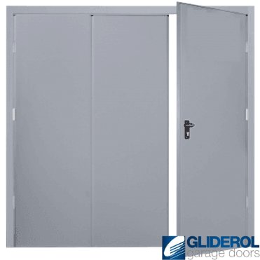 WINDOW GREY (RAL7040) Budget Vertical Wide Rib Side Hinged Garage Door