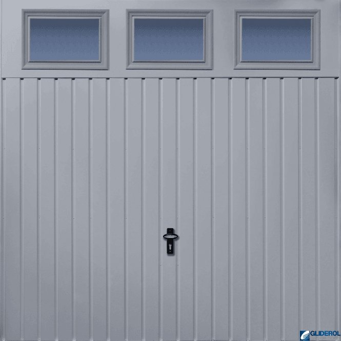 Gliderol WINDOW-GREY (RAL7040) Chester Vertical Standard Rib with Windows