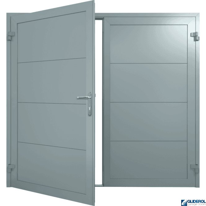 Gliderol WINDOW-GREY (RAL7040) Insulated Horizontal Wide Rib Side Hinged Garage Door