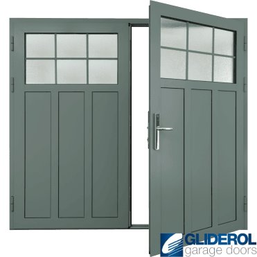 WINDOW-GREY (RAL7040) Insulated Kingsbury Side Hinged Garage Door