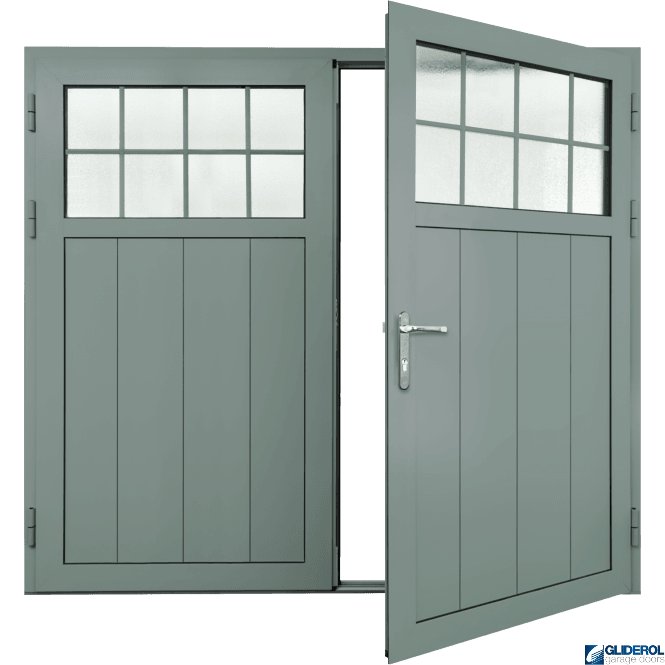 Gliderol WINDOW-GREY (RAL7040) Insulated Traditional Vertical Medium Rib Side Hinged Garage Door