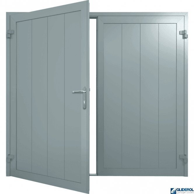Gliderol WINDOW-GREY (RAL7040) Insulated Vertical Medium Rib Side Hinged Garage Door
