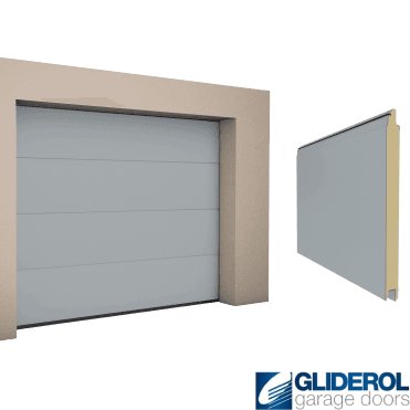 WINDOW GREY (RAL7040) L-Rib smooth Sectional Garage Door