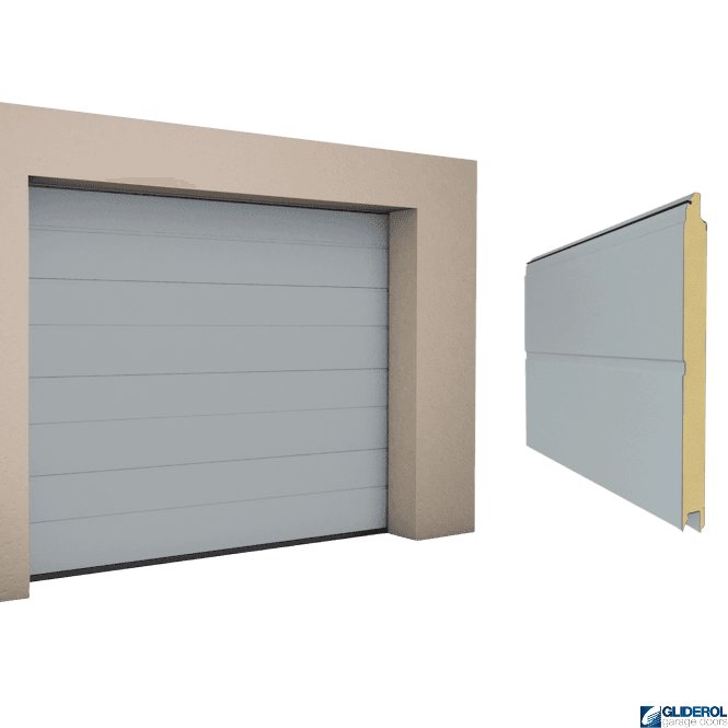 Gliderol WINDOW GREY (RAL7040) M-Rib woodgrain Sectional Garage Door
