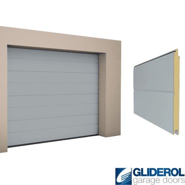 WINDOW GREY (RAL7040) M-Rib woodgrain Sectional Garage Door