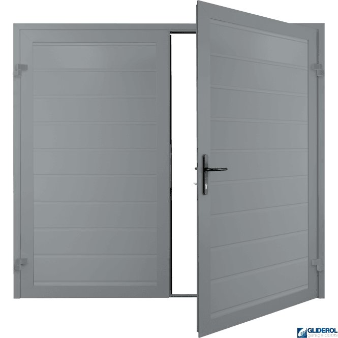 Gliderol WINDOW GREY (RAL7040) Premium Horizontal Medium Rib (non-insulated) Side Hinged Garage Door
