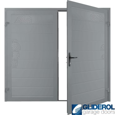 WINDOW GREY (RAL7040) Premium Horizontal Medium Rib (non-insulated) Side Hinged Garage Door