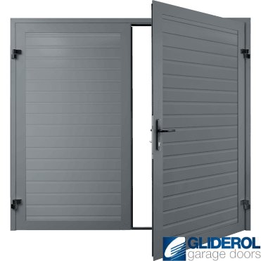 WINDOW GREY (RAL7040) Premium Horizontal Standard Rib (non-insulated) Side Hinged Garage Door