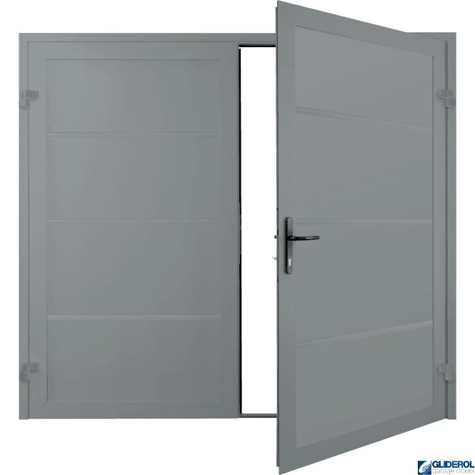 Gliderol WINDOW GREY (RAL7040) Premium Horizontal Wide Rib (non-insulated) Side Hinged Garage Door