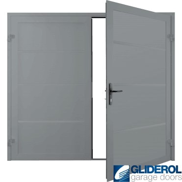 WINDOW GREY (RAL7040) Premium Horizontal Wide Rib (non-insulated) Side Hinged Garage Door