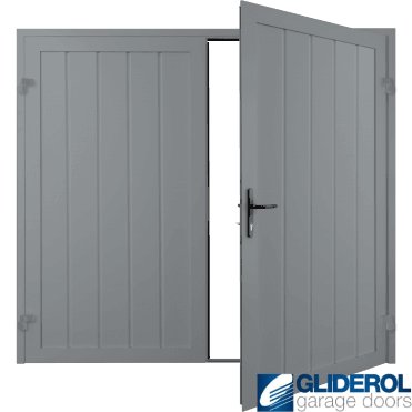 WINDOW GREY (RAL7040) Premium Vertical Medium Rib (non-insulated) Side Hinged Garage Door