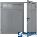 WINDOW GREY (RAL7040) Premium Vertical Standard Rib (non-insulated) Side Hinged Garage Door with windows (1/3)