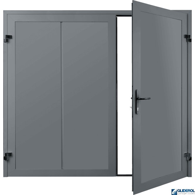 Gliderol WINDOW GREY (RAL7040) Premium Vertical Wide Rib (non-insulated) Side Hinged Garage Door