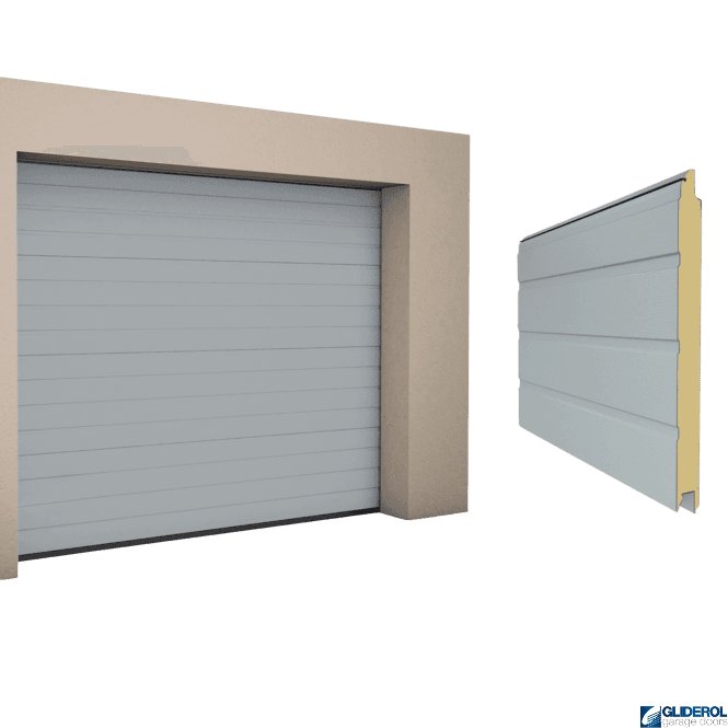 Gliderol WINDOW GREY (RAL7040) S-Rib woodgrain Sectional Garage Door