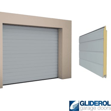 WINDOW GREY (RAL7040) S-Rib woodgrain Sectional Garage Door