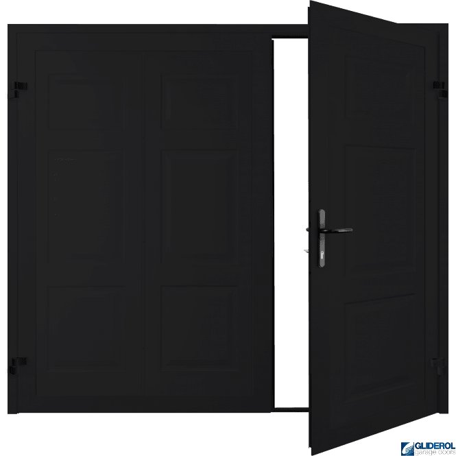 JET BLACK (RAL9005) Hollington Premium non-insulated Side Hinged Garage Door