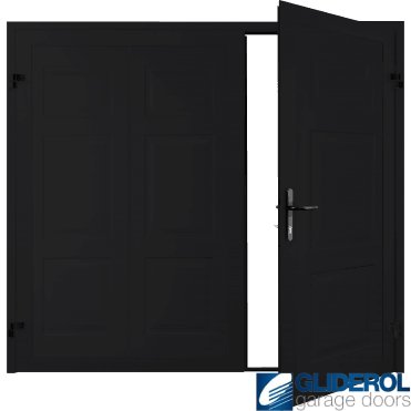 JET BLACK (RAL9005) Hollington Premium non-insulated Side Hinged Garage Door