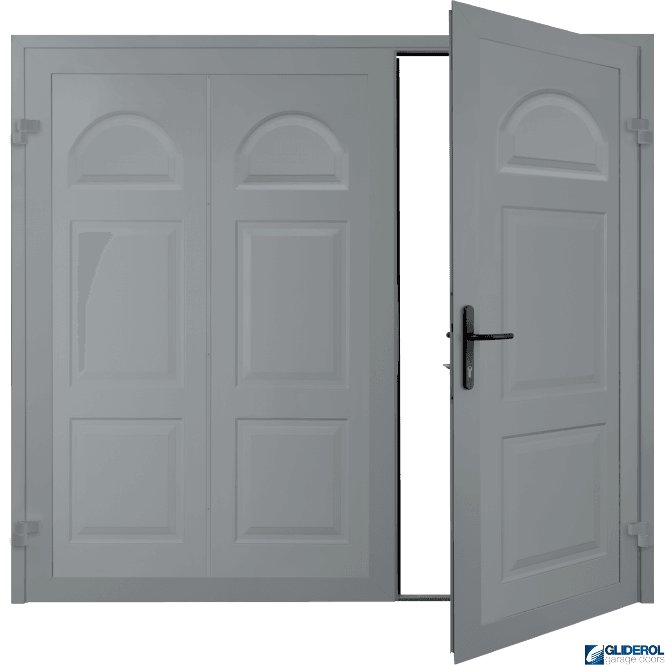 WINDOW GREY (RAL7040) Dylan Premium non-insulated Side Hinged Garage Door