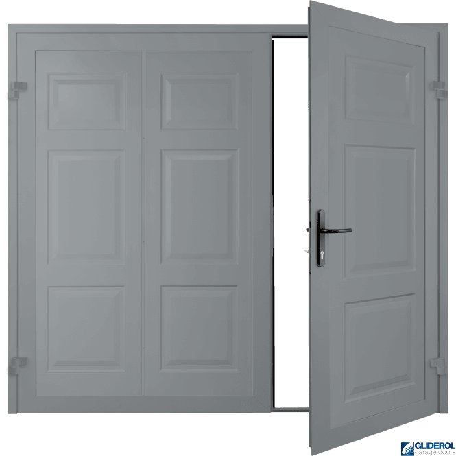 WINDOW GREY (RAL7040) Hollington Premium non-insulated Side Hinged Garage Door
