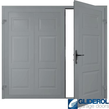WINDOW GREY (RAL7040) Hollington Premium non-insulated Side Hinged Garage Door